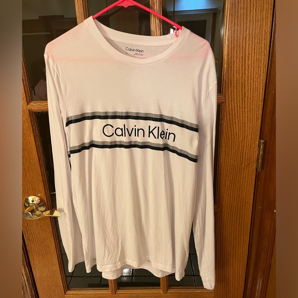 Calvin Klein white crew neck long sleeve T-Shirt
